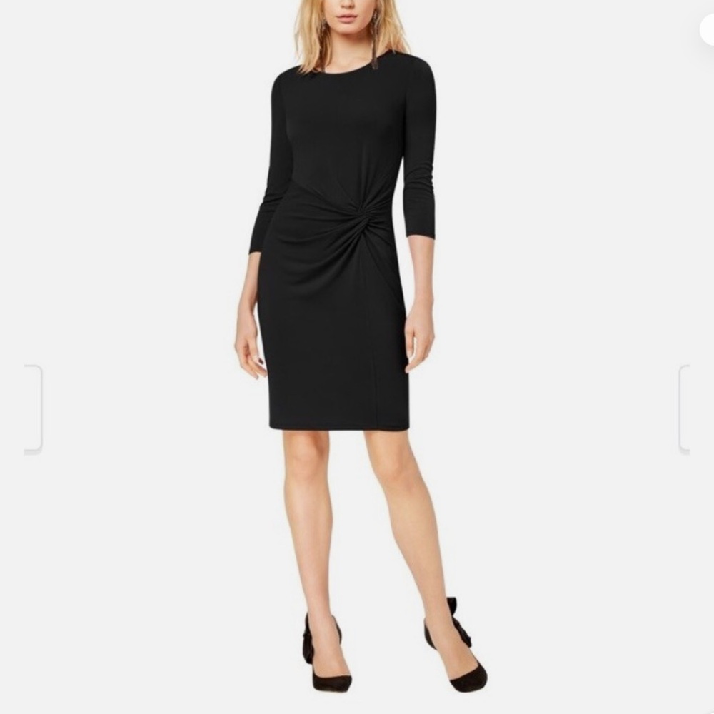 INC International Concepts Black 3/4 Sleeve Dress